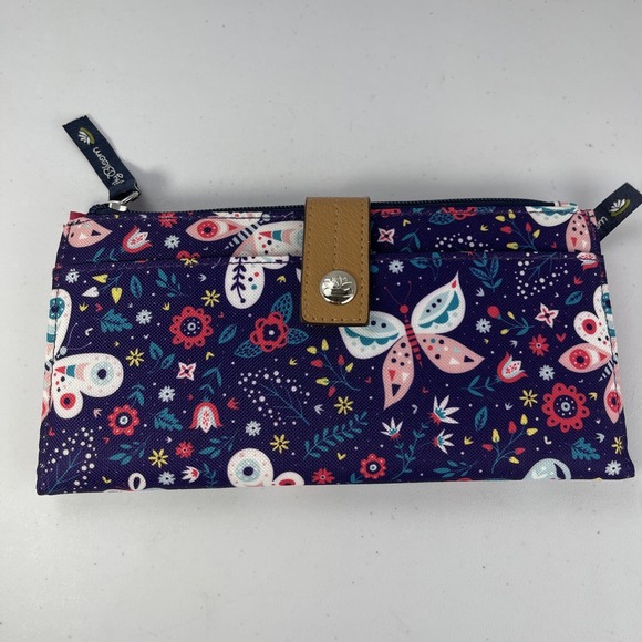 Lily Bloom Handbags - Lily Bloom Large Travel Wallet Organizer & Coin Purse Floral Eco Friendly Purple